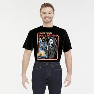 Men’s Changes Ghost Face Black T-Shirt Large Graphic‎ T Lets Watch Scary Movie